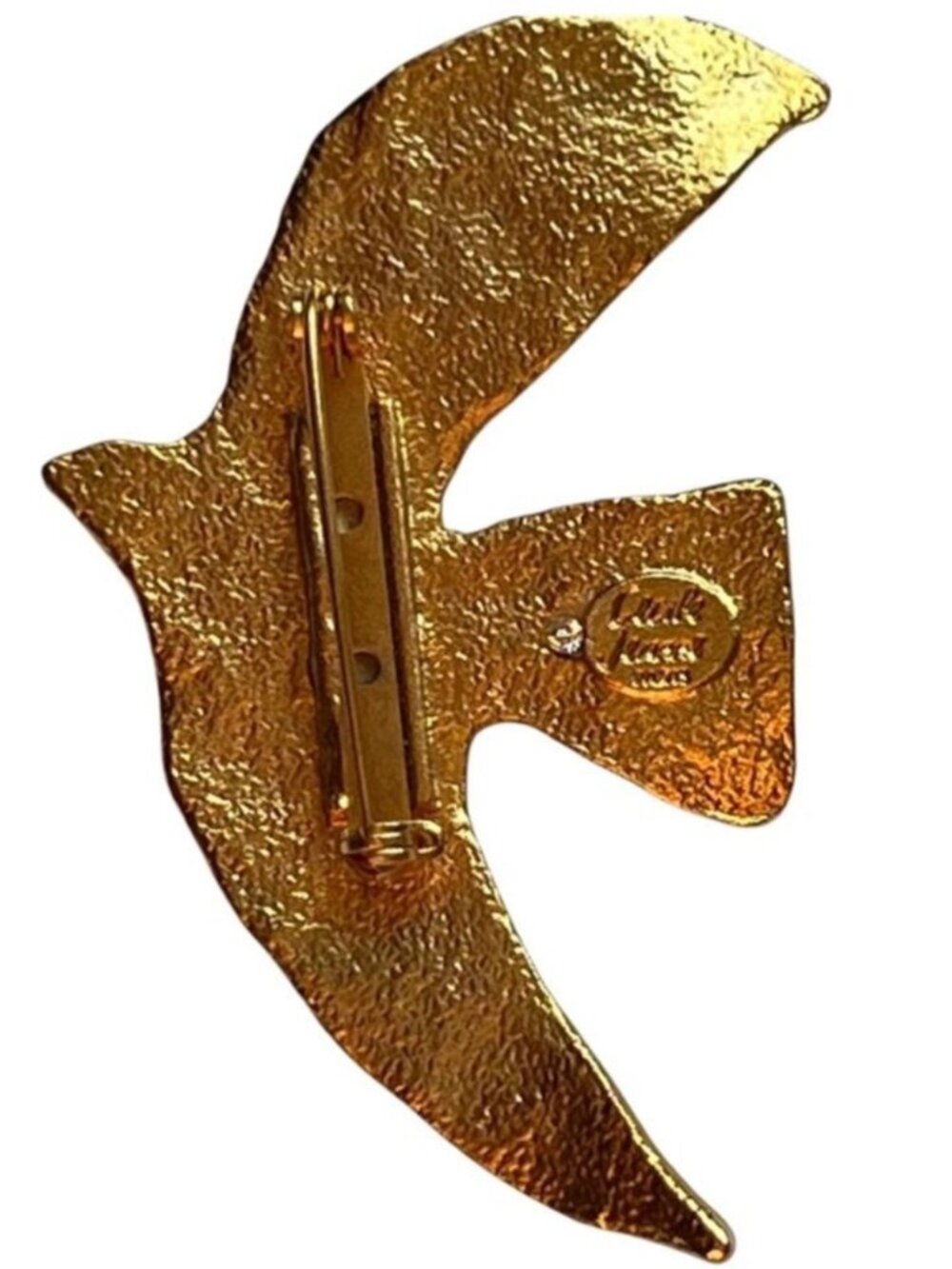 Vintage Brooch Cecile Jeanne Paris Jewelry Gold Pin Dove Art 24K Statement Bird - Picture 3 of 14